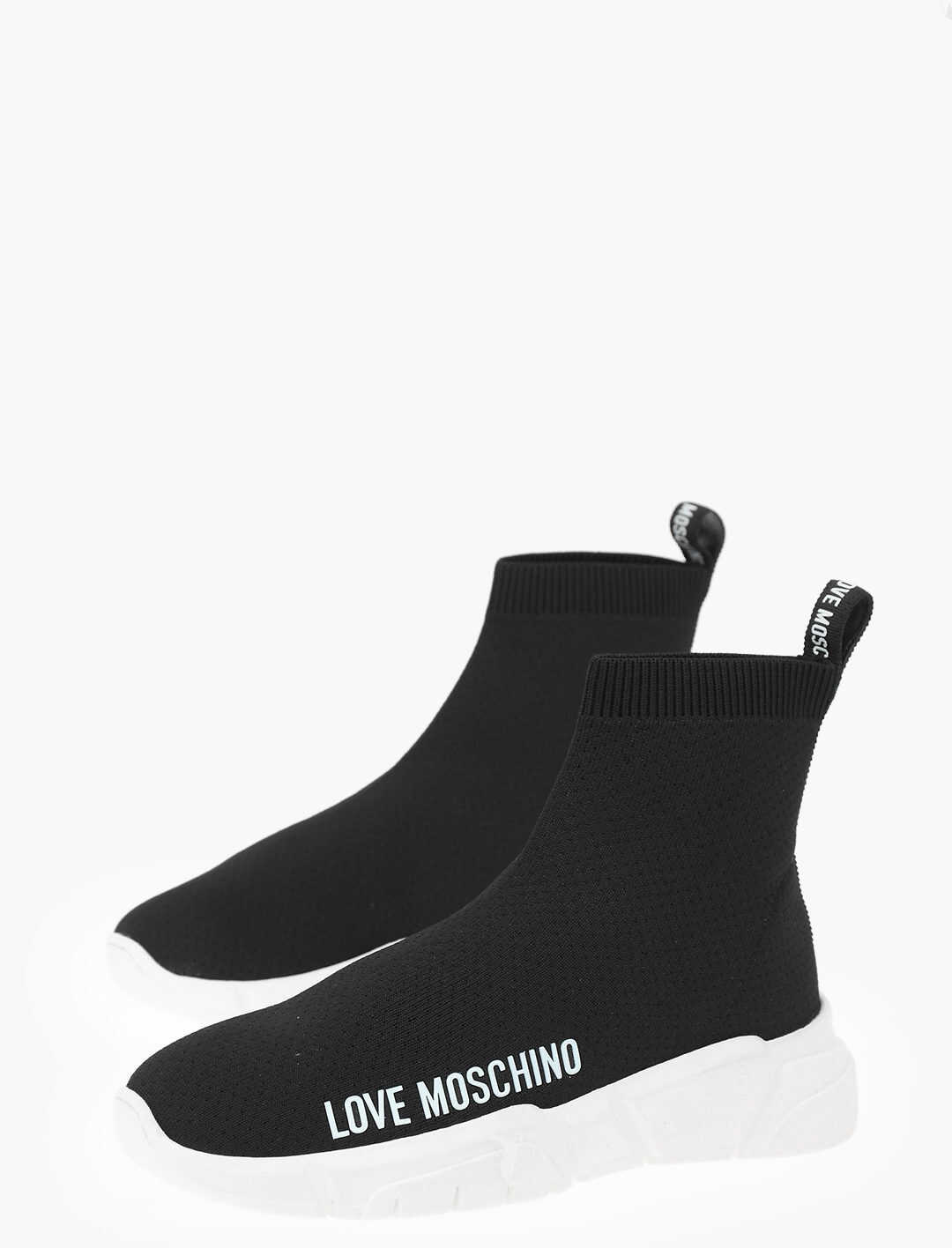 Moschino Love Sneakers High Top Sock Running35 With Logo Band Black