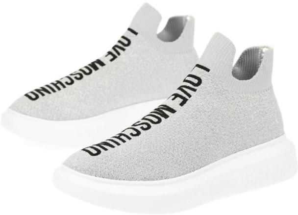 Moschino Love Lurex Sock Sneakers Silver b-mall.ro