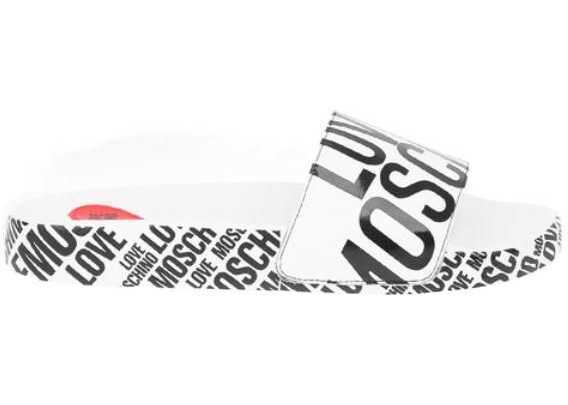 Papuci Moschino Love Logo Printed Faux Leather Slides White Femei (BM 8777085) 3