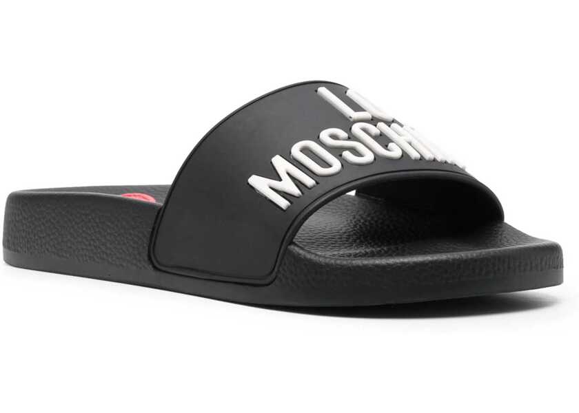 Papuci Moschino Love Rubber Slides With Logo Black Femei (BM 8777088) 2