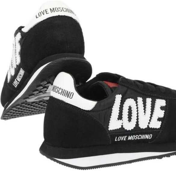 Sneakers Moschino Love Embroidered Logo Walk 25 Sneakers With Suede Details Black Femei (BM 8777100) 2