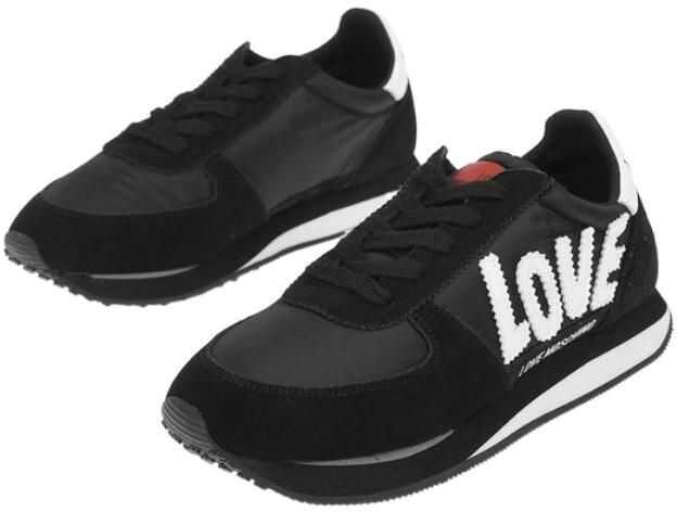 Sneakers Moschino Love Embroidered Logo Walk 25 Sneakers With Suede Details Black Femei (BM 8777100) 3