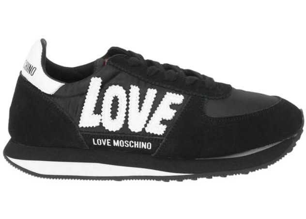 Poze Moschino Love Embroidered Logo Walk 25 Sneakers With Suede Details Black