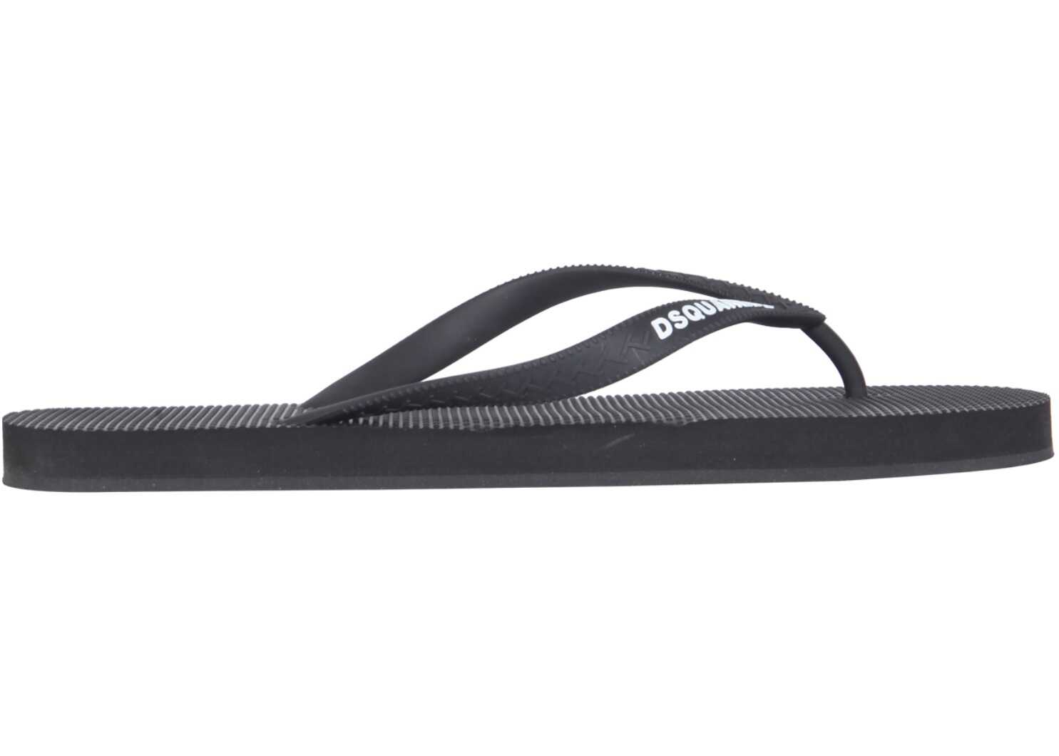 DSQUARED2 Rubber Thong Sandals BLACK b-mall.ro