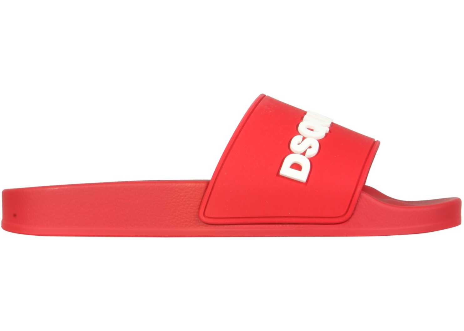 DSQUARED2 Rubber Slide Sandals RED