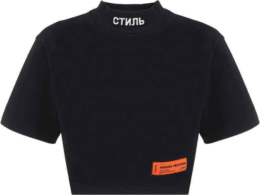 Heron Preston CTNMB T-Neck Crop T-Shirt HWAA031C99JER001 BLACK WHITE