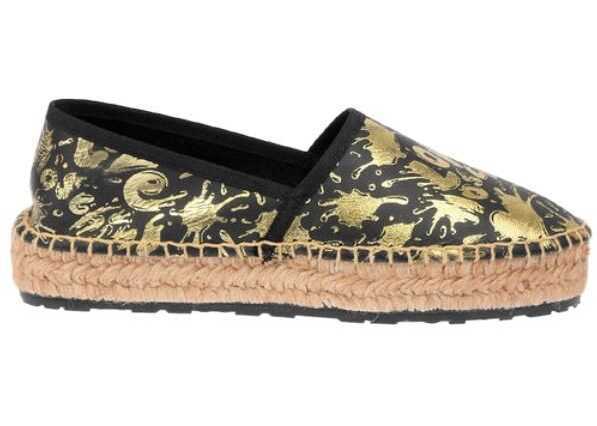 Espadrile Moschino Love Leather Splash Platform Espadrilles With Logo 4 Cm Black Femei (BM 8783316) 3