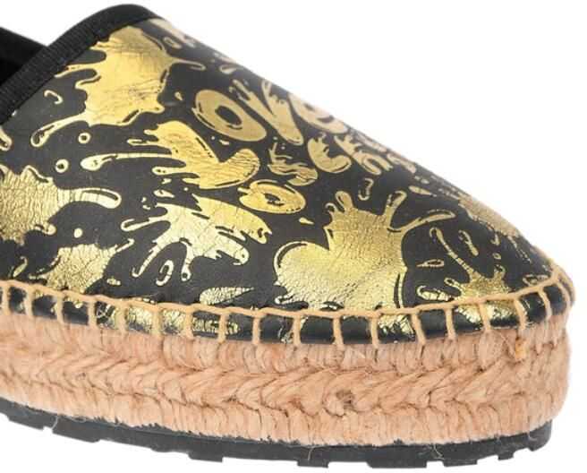 Espadrile Moschino Love Leather Splash Platform Espadrilles With Logo 4 Cm Black Femei (BM 8783316) 4