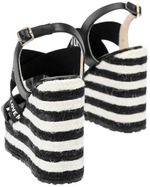 Sandale cu platforma Moschino Love Leather Wedge Sandals With Logo 12Cm Black & White Femei (BM 8783328) 2