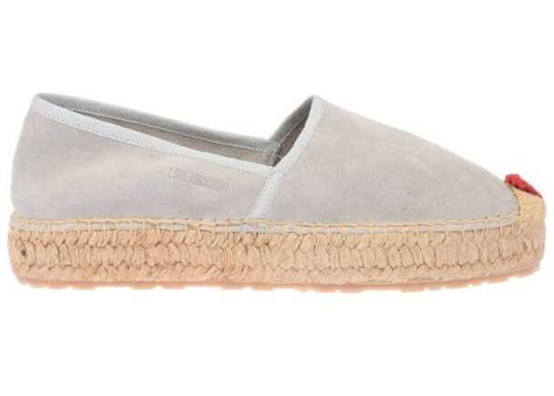 Espadrile Moschino Love Suede Split Leather Platform Espadrilles With Embroider Gray Femei (BM 8783331) 2