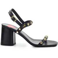 Sandale cu toc Love Leather Chunky Heeled Sandals With Heart Studs 7Cm Femei