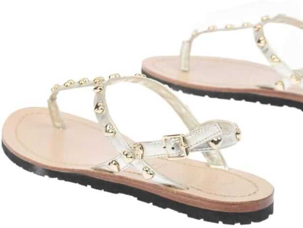 Sandale fara toc Moschino Love Laminated Leather Thong Sandals Capri With Studs Gold Femei (BM 8783556) 2
