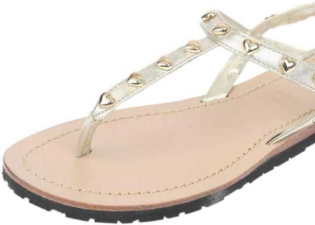 Sandale fara toc Moschino Love Laminated Leather Thong Sandals Capri With Studs Gold Femei (BM 8783556) 4