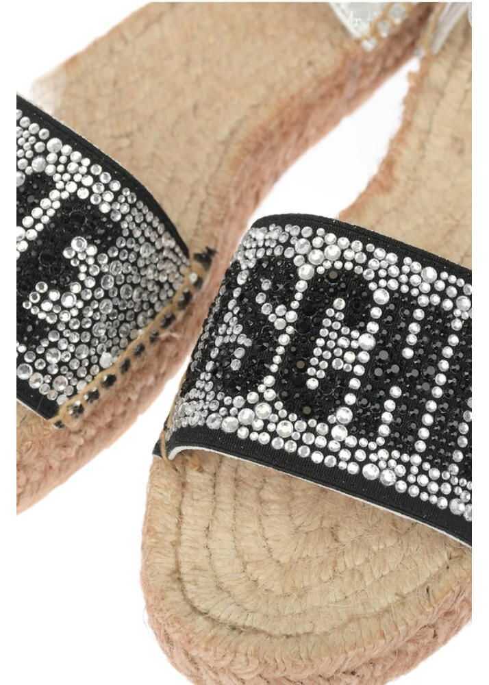 Sandale fara toc Moschino Love Laminated Leather Ankle Strap Sandals With Rhinestoned Silver Femei (BM 8783565) 4