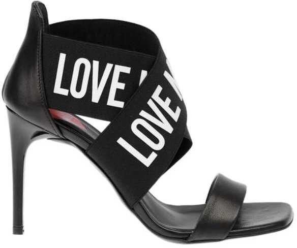 Moschino Love Leather Stiletto Heeled Sandals Spillo95 With Logo 9Cm Black