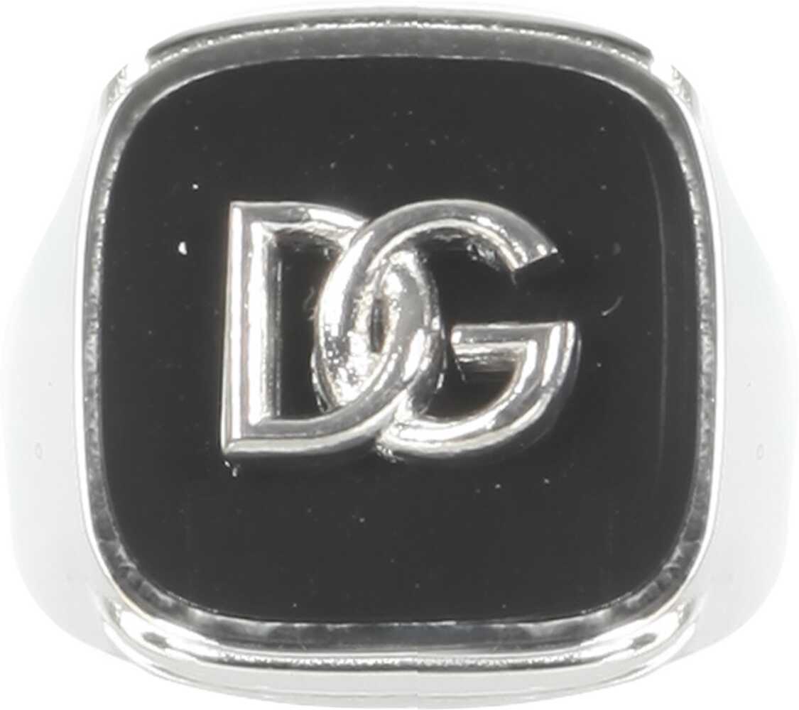 Dolce & Gabbana Ring With Enamel And Logo SILVER image20
