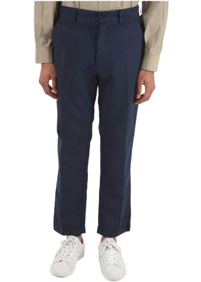 Original Vintage Style Mid Waist 4 Pockets Chinos Pants Blue image