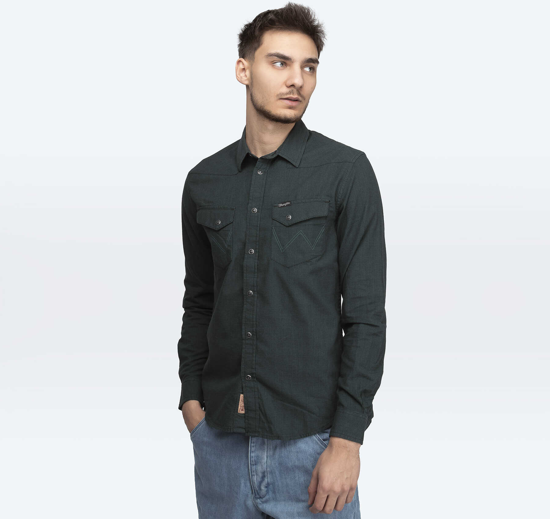 Wrangler Heritage Mediterranea Shirt W57163O2Y Black/Green