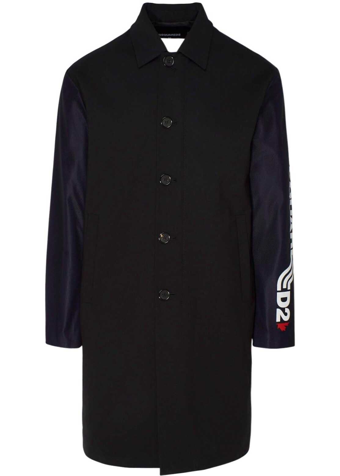 DSQUARED2 Full Zip Balmacaan Coat Black