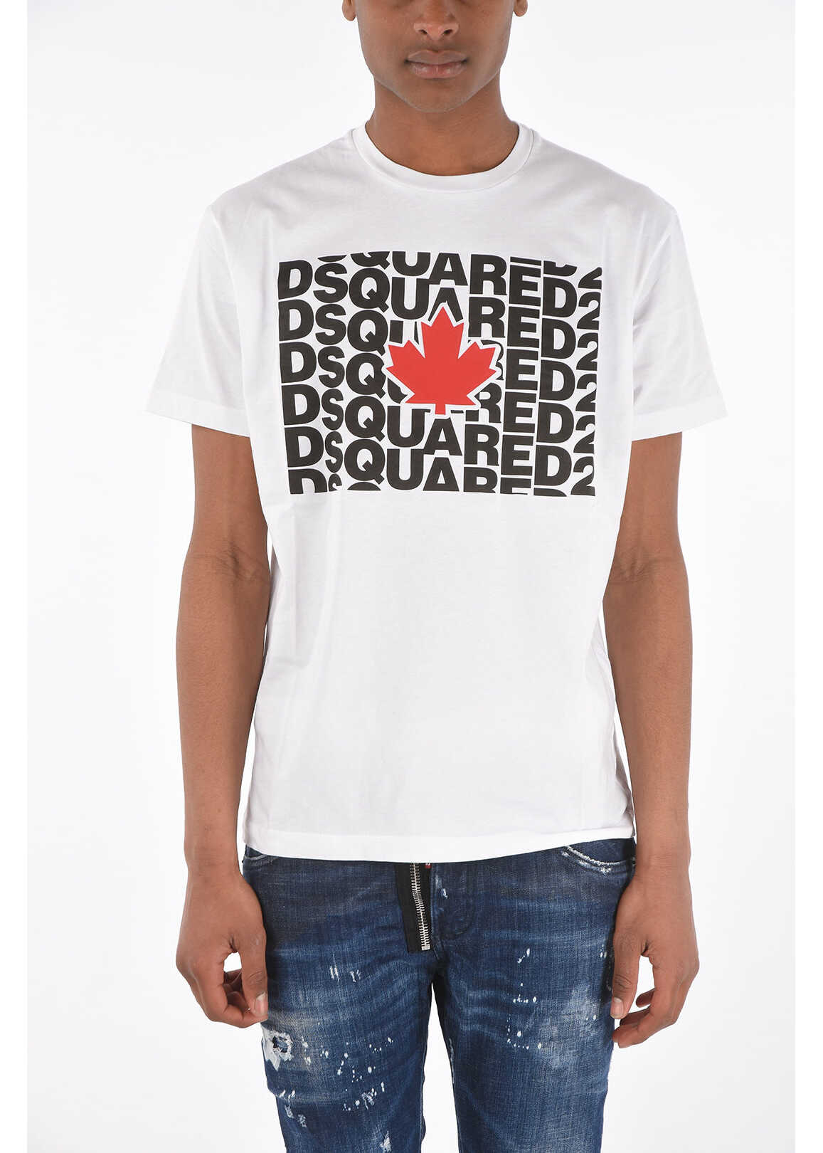 DSQUARED2 T-Shirt Crew-Neck Cool Fit With Maxi Print On The Front Black & White