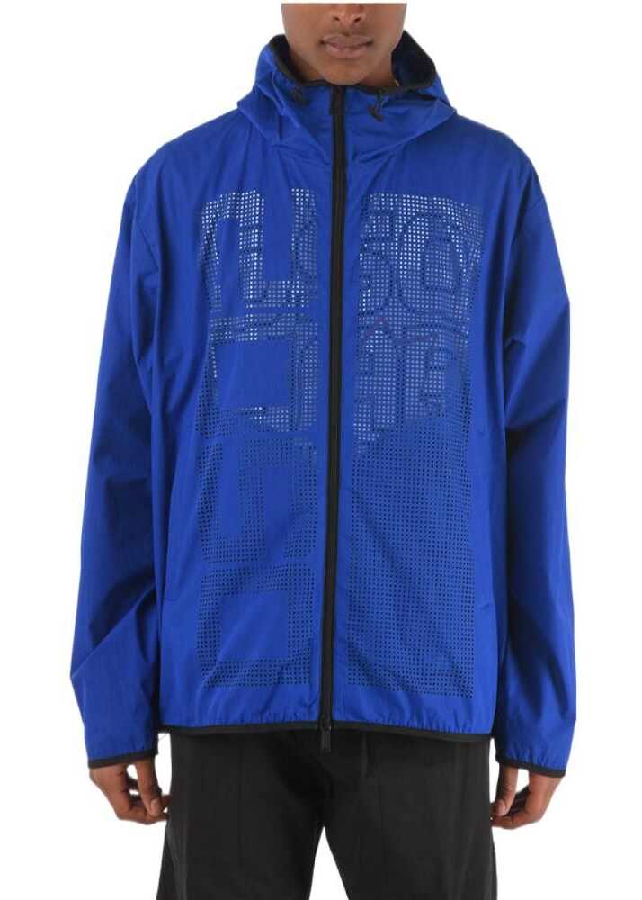 DSQUARED2 Perforated Outerwear Jacket With Hood Blue