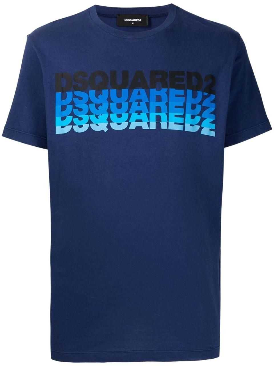 DSQUARED2 Crew-Neck T-Shirt Cool Fit With Print Blue