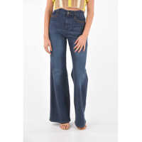 Blugi evazati High-Waisted Wide-Leg Denim Jeans With Logo Femei