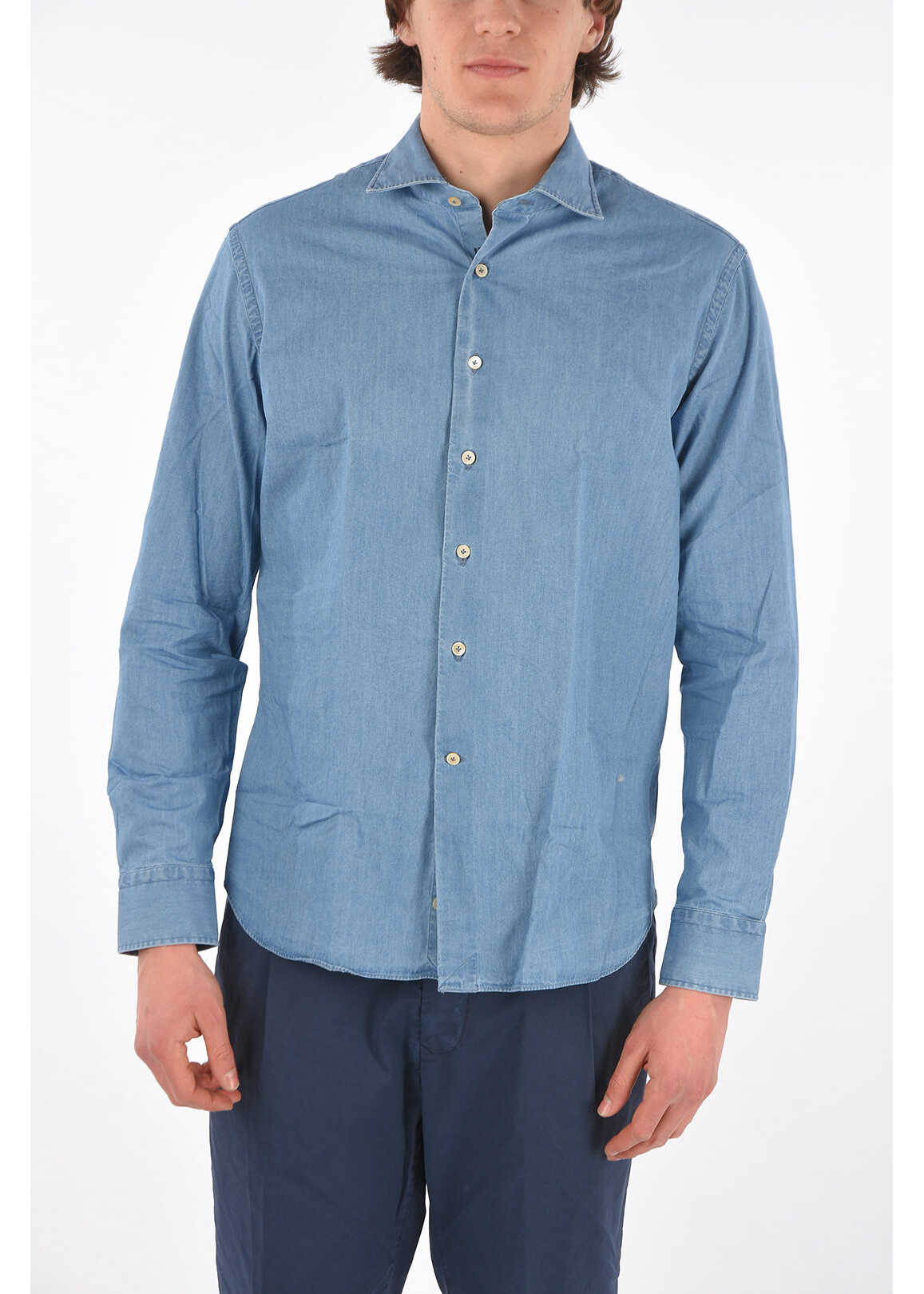 Alessandro Gherardi Standard Collar Denim Shirt Light Blue