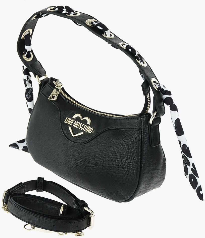 Genti de mana Moschino Love Faux Leather Mini Baguette Bag With Braided Neckerchief Black Femei (BM 8796720) 3