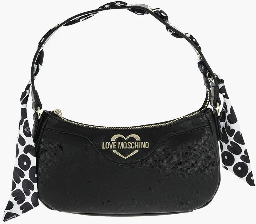 Moschino Love Faux Leather Mini Baguette Bag With Braided Neckerchief Black