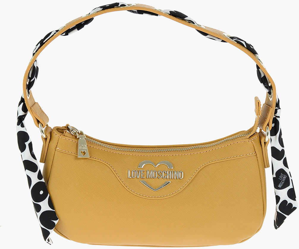 Moschino Love Faux Leather Baguette Bag With Neckerchief Yellow