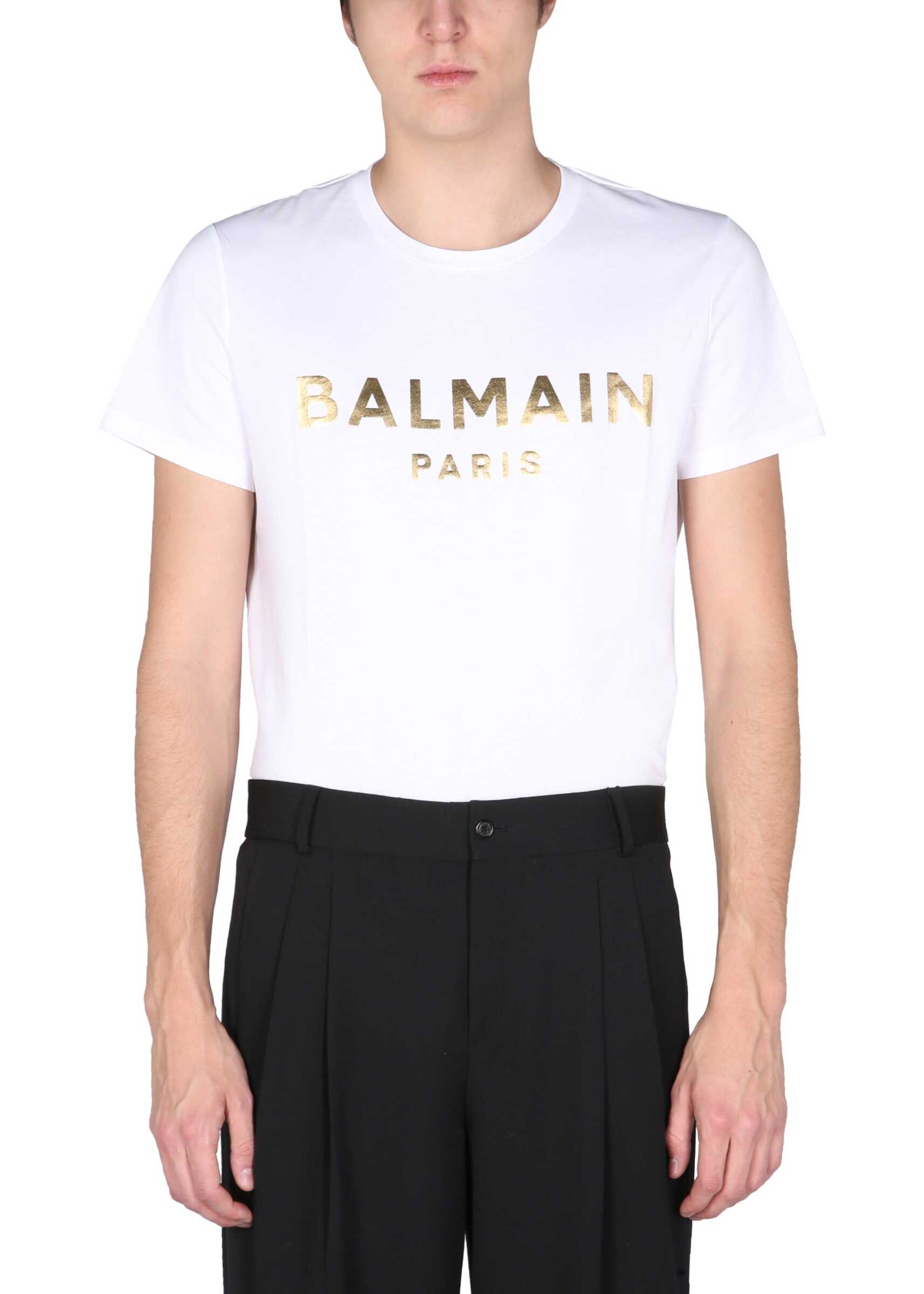 Permanently sit Painkiller Balmain T-Shirt With Laminated Logo XH1EF000_BB29GAD WHITE