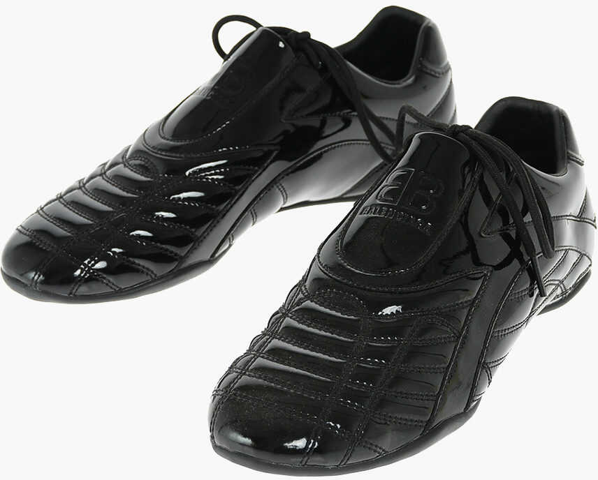 Balenciaga Patent Leather Zen Slip On Sneakers Black