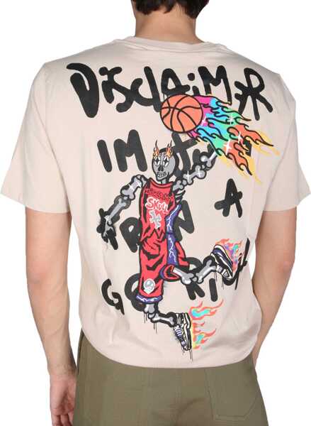 Tricouri Disclaimer T-Shirt With Logo Print BEIGE Barbati (BM 8799651) 4