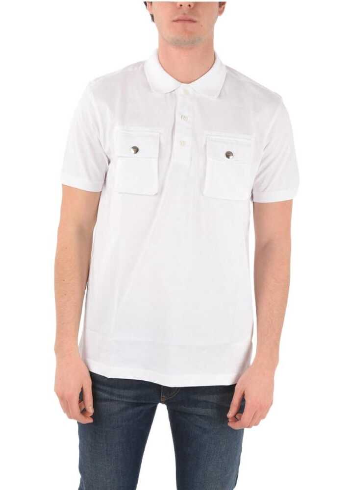 Diesel Double Layer 3 Buttons T-Erpolock Polo Shirt With Front Brea White