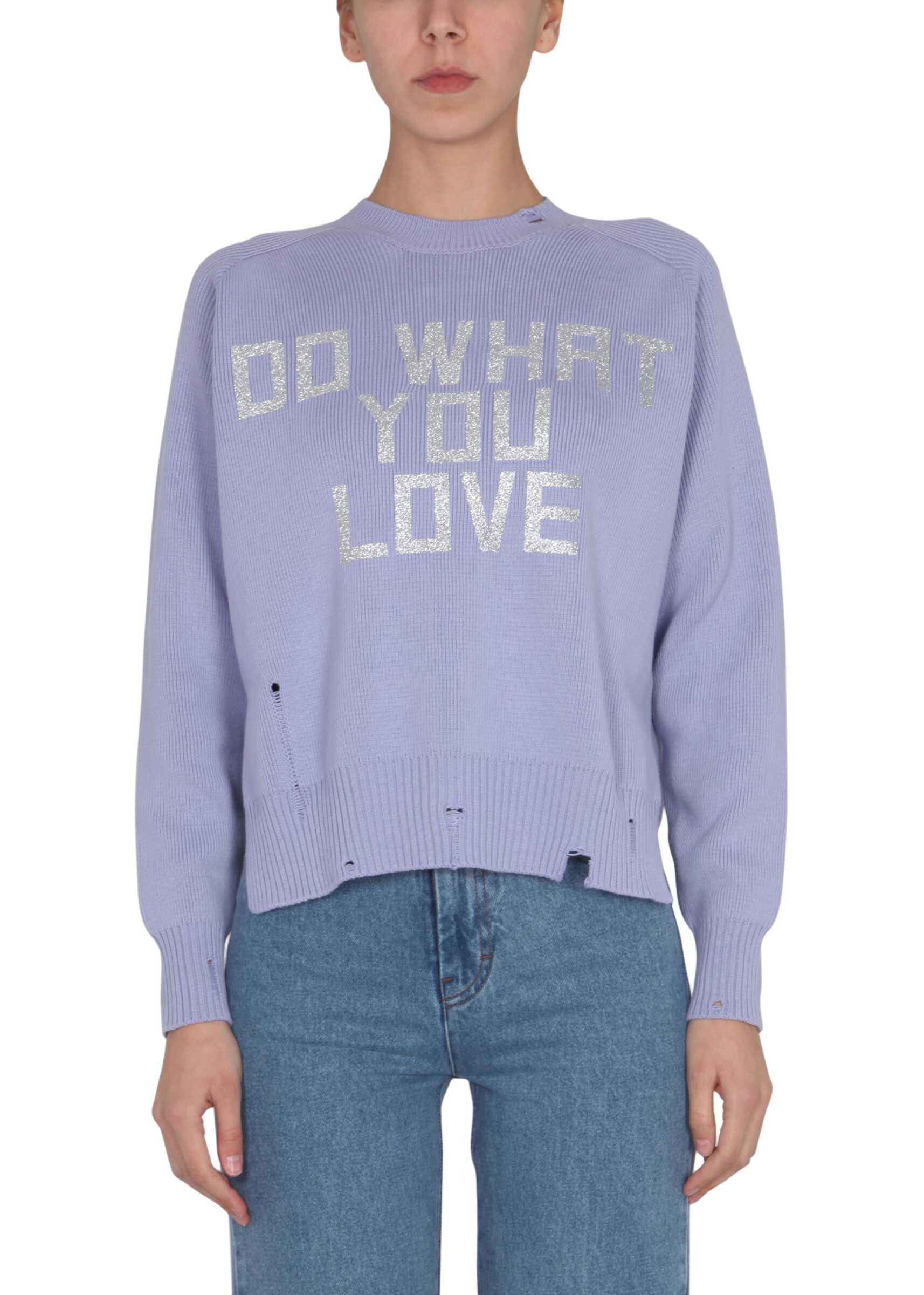 Golden Goose Sweater With Lurex Logo LILAC
