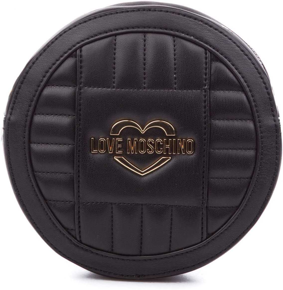 Moschino Love Quilted Faux Leather Crossbody Bag Black b-mall.ro