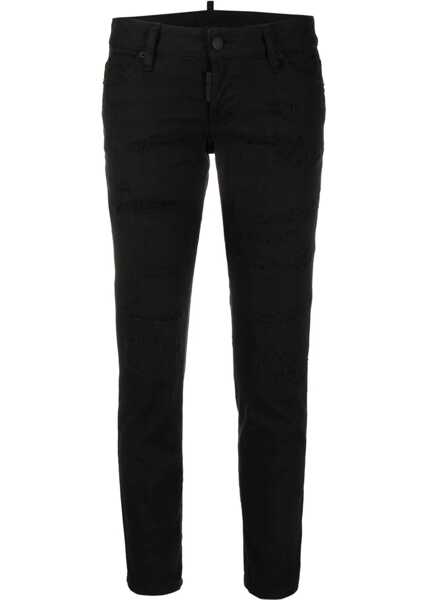 Blugi skinny DSQUARED2 Distressed Denim 5-Pocket Jeans Black Bull Black Femei (BM 8808231) 1