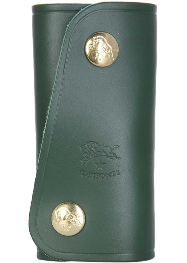 IL BISONTE Leather Key Ring GREEN