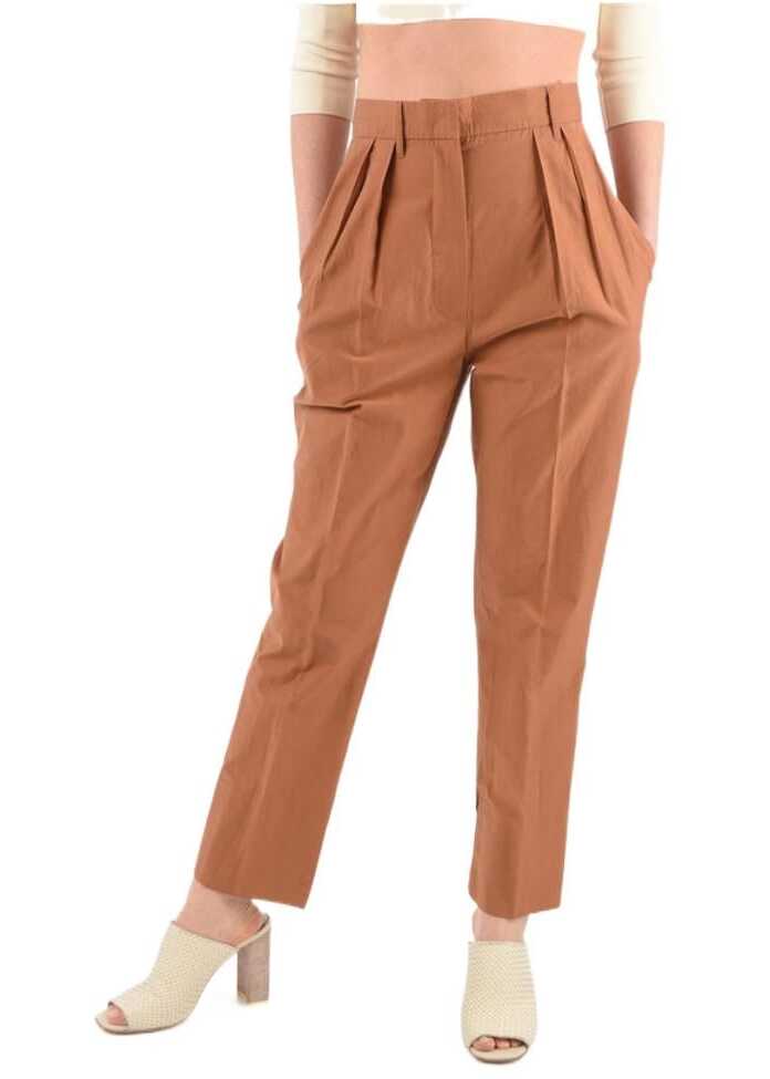Nanushka High-Rise Waist Reya Double Pleat Trousers Brown