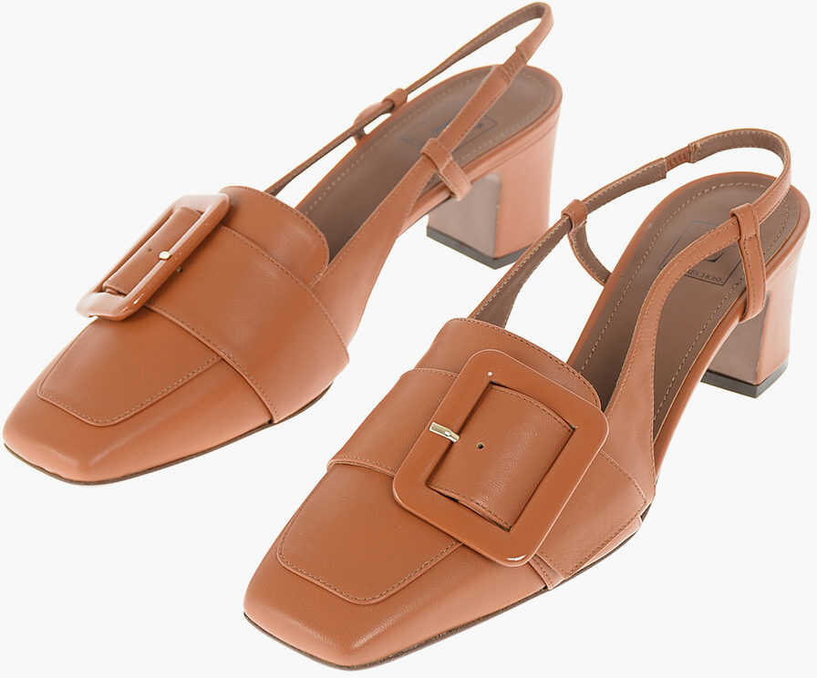 L’Autre Chose Squared Toe Slingbacks With Buckle 5Cm Brown b-mall.ro