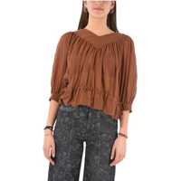 Bluze See By V Neck Silk Blend Blouse With Drawstring Femei