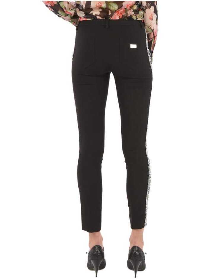 Pantaloni office Philipp Plein 4 Pocket Luxury Jewel Side Band Pants Black Femei (BM 8820027) 2