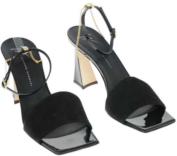 Giuseppe Zanotti Patent Leather Strap Vanilla Suede Sandals 8Cm Black b-mall.ro