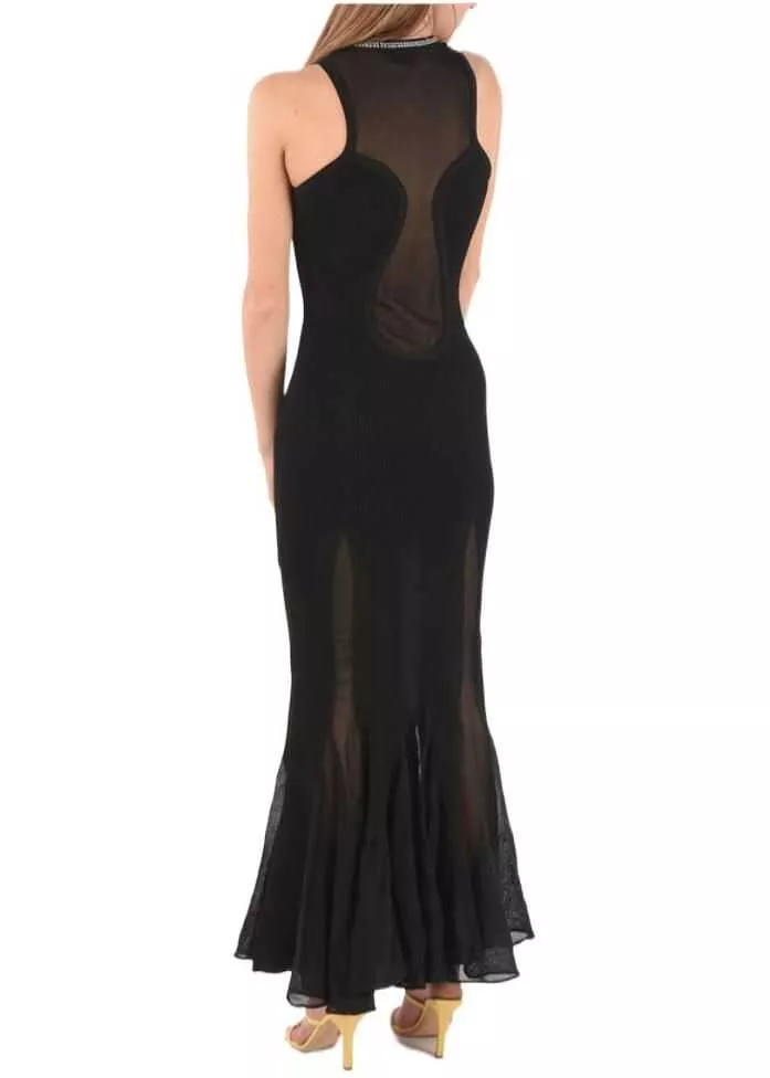 Rochii lungi Philipp Plein Transparent Insert Crystal Dress Black Femei (BM 8820189) 2