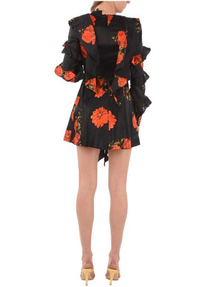 Rochii scurte Philipp Plein Back Zipped My Flower Ruffle Dress Black Femei (BM 8820216) 2