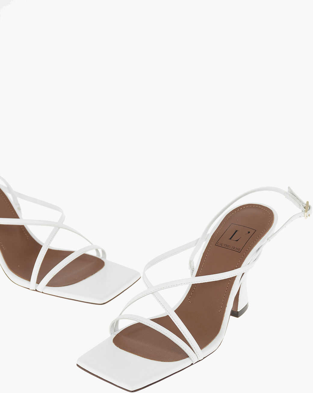 L’Autre Chose Spool Heel Leather Slingback Sandals 7Cm White b-mall.ro