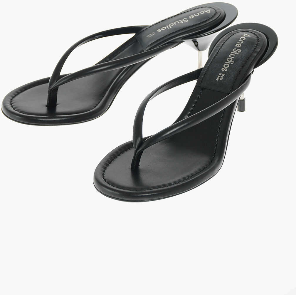 Acne Studios Stiletto Heel Leather Thong Sandals 8Cm Black Acne Studios