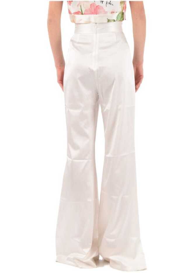 Pantaloni office Philipp Plein Silk Jewel Palazzo Pants White Femei (BM 8820966) 2