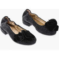 Balerini Lurex Ballet Flats With Roses Detail Fete